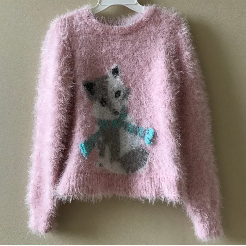 Girls M (5-6) Pink Eyelash Sweater